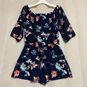 Veronica M Womens Lulu Romper XS Floral Off Shoulder Tassels Feminine Dainty NWT